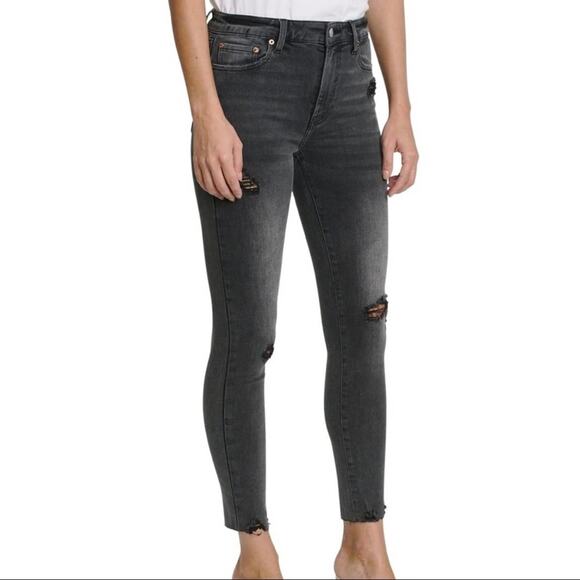 NWT Pistola Aline Highrise Skinny Distressed Jeans Nero 28 - Picture 2 of 14